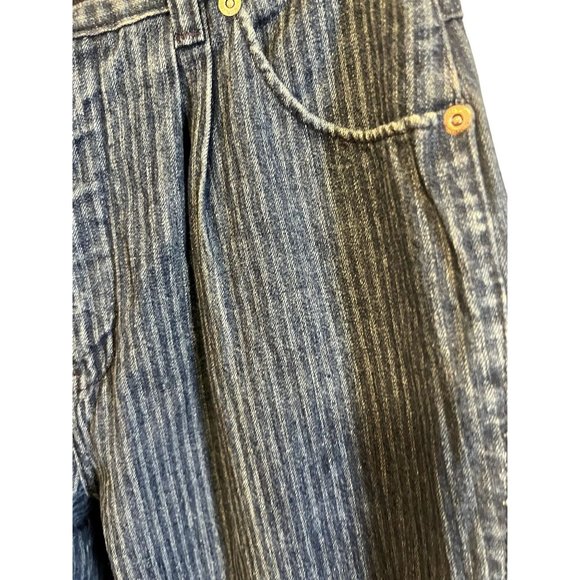 1980s Vintage Bon Jour Denim Pleated Front PinStripe Jeans - Picture 5 of 15